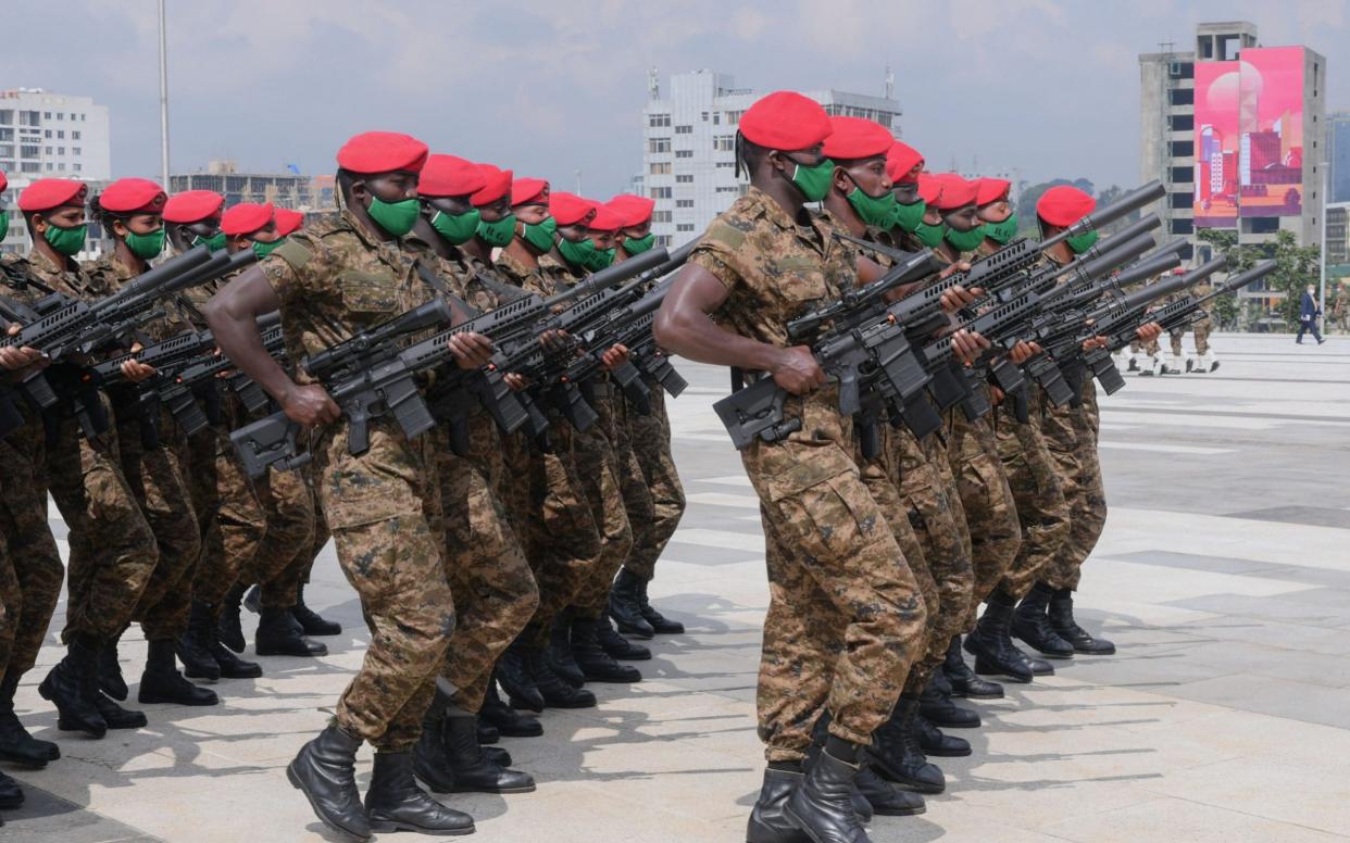 The Ethiopian National Defence on parade in Addis Ababa in September - Shutterstock