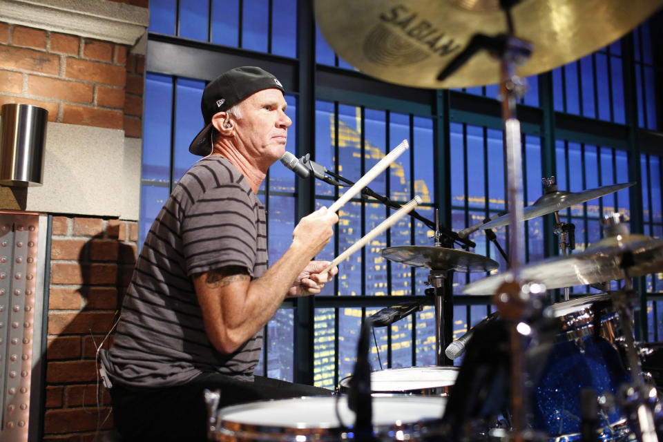 Chad Smith of The Red Hot Chili Peppers with the 8G band (Photo by: Lloyd Bishop/NBC)