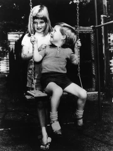 <p>Hulton Archive/Getty</p> Diana Spencer and Charles Spencer as children.