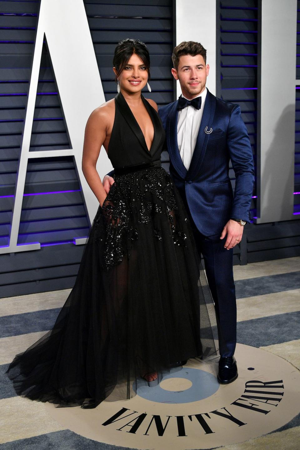 Priyanka Chopra Jonas and Nick Jonas at the Vanity Fair Oscar party on February 24, 2019.