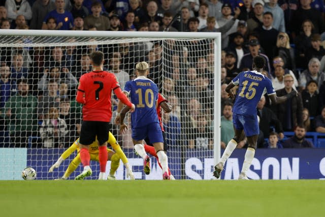 Nicolas Jackson celebrates his winner 