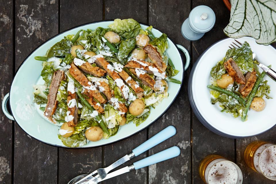 Country Fried Steak Salad With Blue Cheese Dressing
