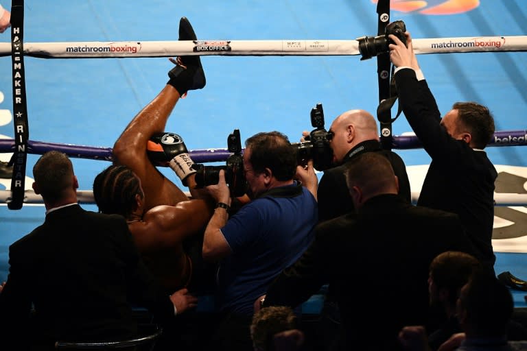 David Haye was stopped for the first time since 2004 after Tony Bellew knocked him out of the ring prompting trainer Shane McGuigan to throw in the towel