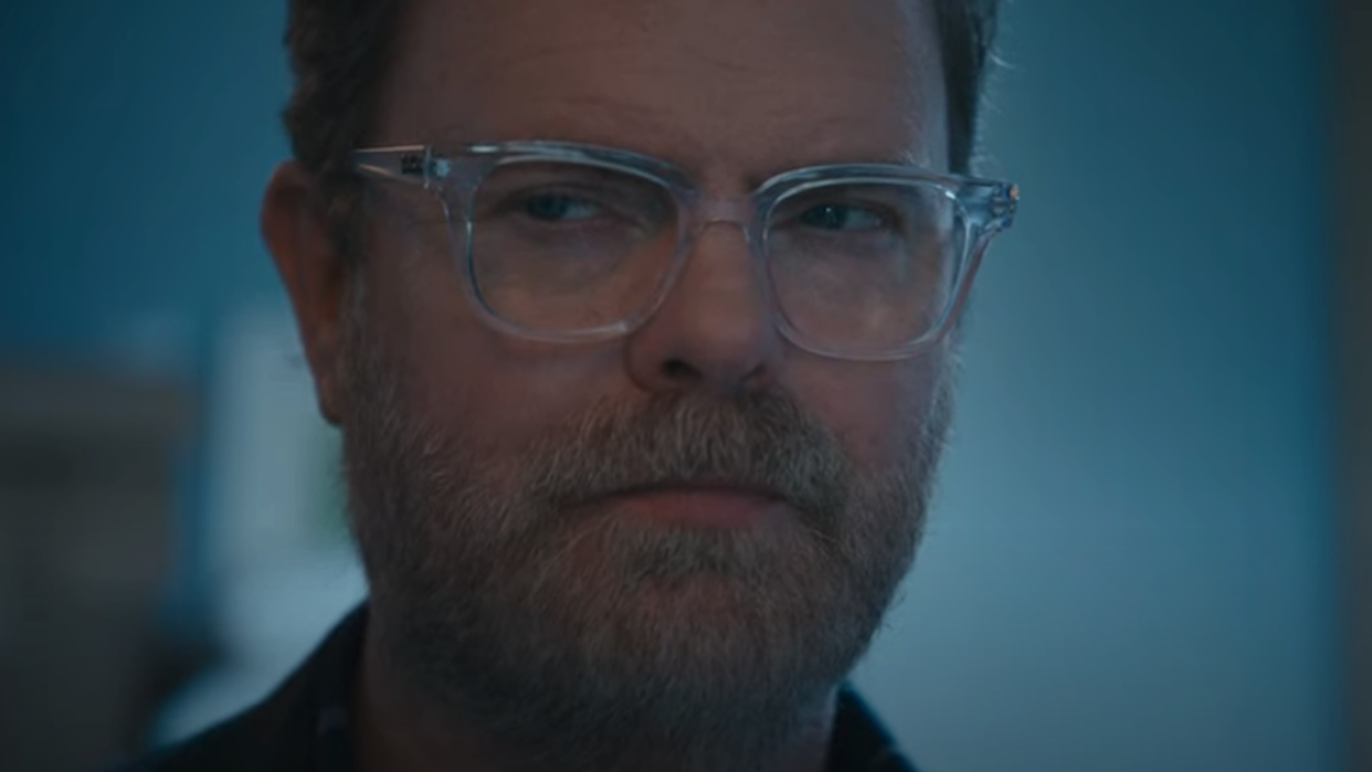  Rainn Wilson looking to the side in AT&T ad 2024. 