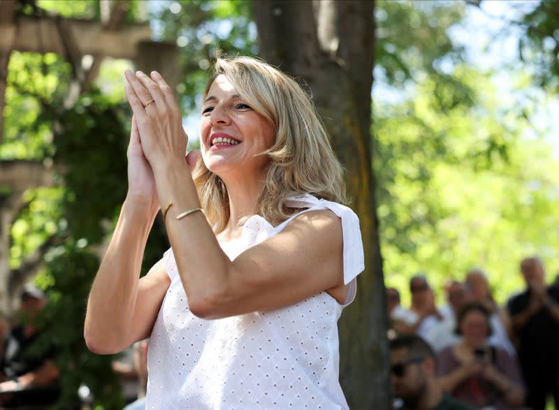 Spanish Labour Minister Yolanda Diaz attends a campaign rally for her new political platform "Sumar\