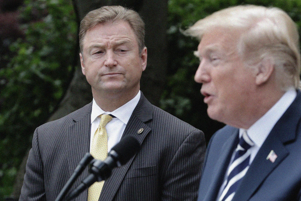 Sen. Dean Heller, R-Nev., with President Trump in the Rose Garden of the White House, June 6, 2018. (Photo: Chip Somodevilla/Getty Images)