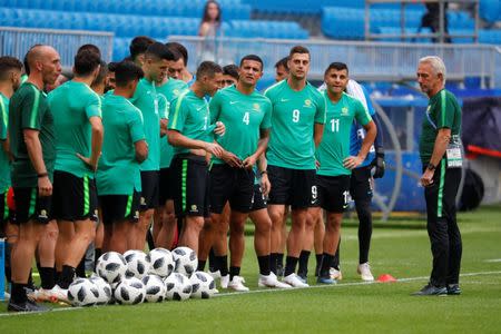 Soccer Football - World Cup - Australia Training - Samara Arena, Samara, Russia - June 20, 2018 Australia players during training REUTERS/David Gray