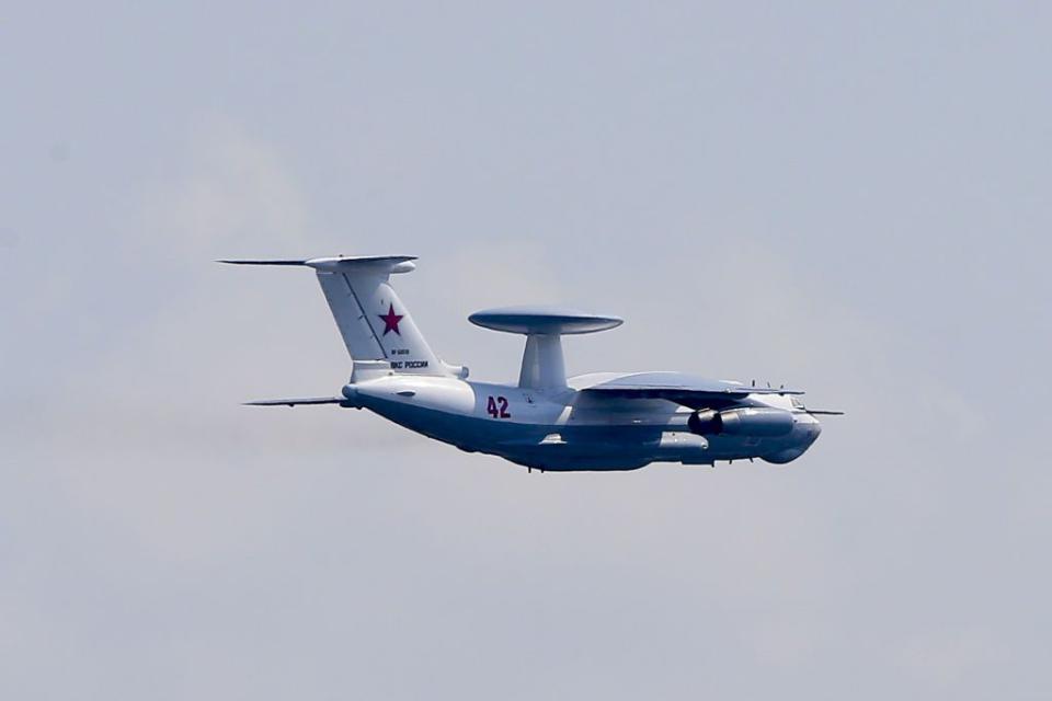 A Russian Beriev A-50 aircraft takes part in rehearsal for 2020 Victory Day parade in Moscow, on June 20, 2020. (Sefa Karacan/Anadolu Agency via Getty Images)
