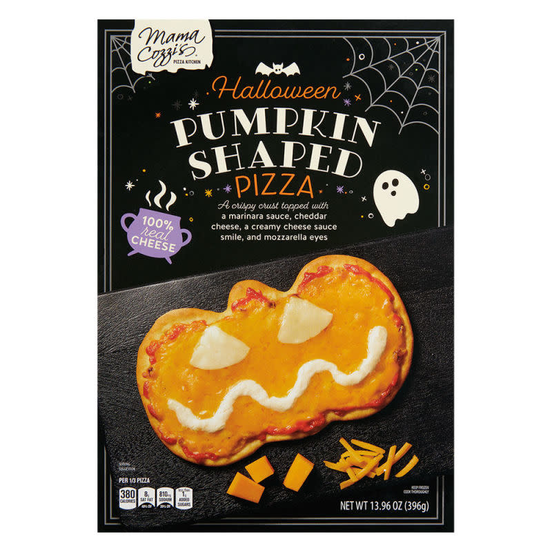 Mama Cozzi's Pizza Kitchen Halloween Pumpkin-Shaped Pizza<p>Aldi</p>