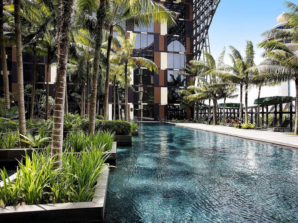 The central pool area at Crowne Plaza Changi is an oasis of calm amidst the hustle and bustle of one of the world's busiest airports. Picture: Supplied