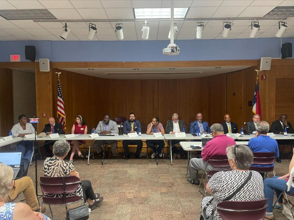 Candidates for Fayetteville City Council participate in a forum on Sunday, June 12, 2022, at the Headquarters Library. The event was sponsored by the local chapter of the NAACP.