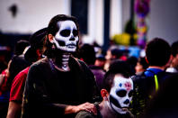 <p>Parade of mobile offerings, are part of the Day of the Dead festivities that took place in Mexico City on Oct. 28, 2017. (Photo: Omar Lopez/ZUMA Wire/ZUMAPRESS.com) </p>