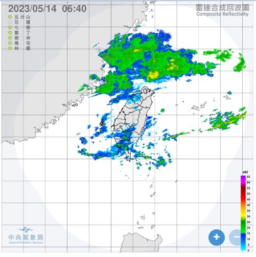 今天南部、東半部下短暫陣雨的機率較高，中部以北降雨時間及範圍相對較小。   圖/中央氣象局