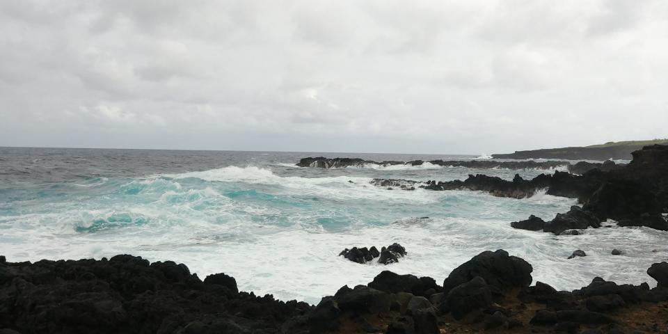 Waves crash into the Kīpahulu shoreline at Haleakalā National Park on Maui.