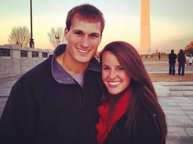 <p>Julie Cousins Instagram</p> Kirk Cousins and Julie Hampton smiling