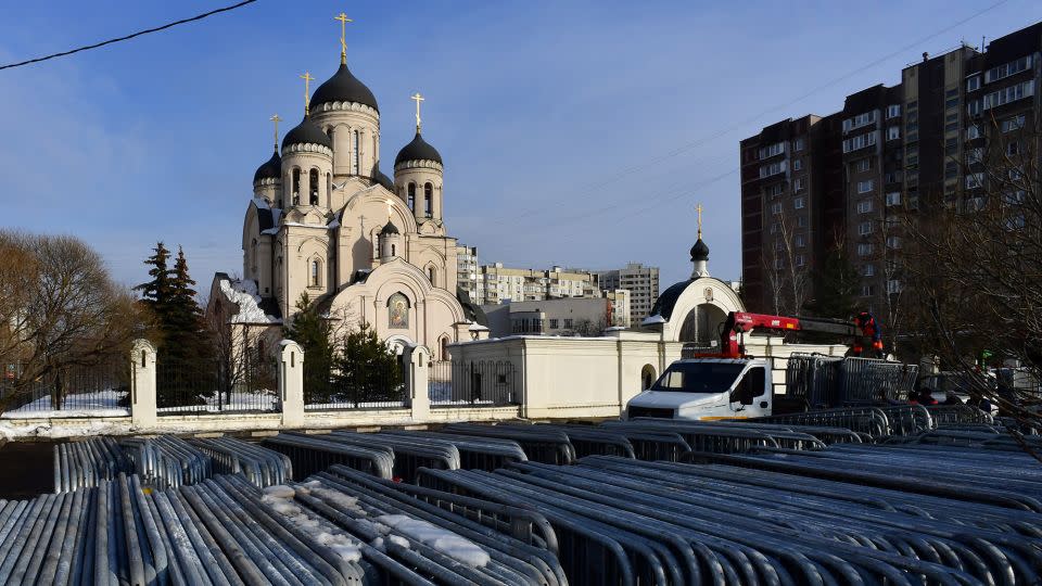 The Church of the Icon of the Mother of God in Moscow, where Navalny's funeral will be held. - Olga Maltseva/AFP/Getty Images