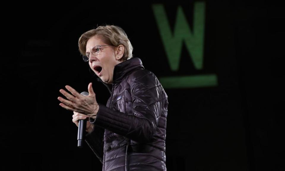 Elizabeth Warren speaks during a town hall in Las Vegas.