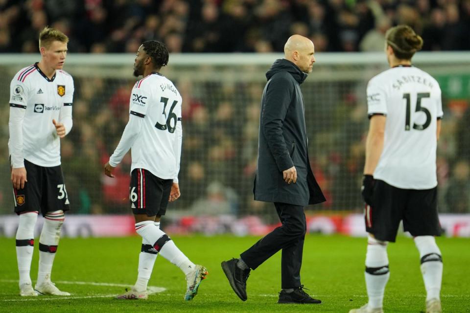 Manchester United were thrashed 7-0 at Anfield in March (AP)