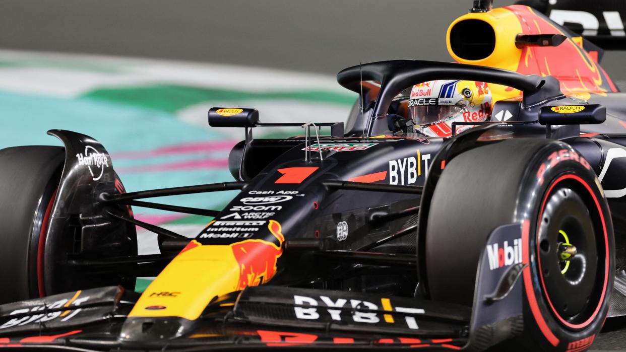  Red Bull Racing's Dutch driver Max Verstappen competes in the F1 Saudi Arabian Grand Prix 2024. 