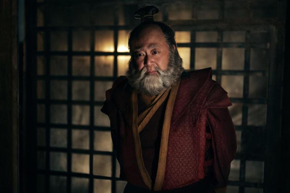 Paul Sun-Hyun Lee appears in a still from Netflix's Avatar: The Last Airbender. He plays the character Uncle Iroh. 