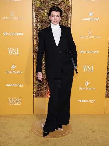 <p>Dimitrios Kambouris/Getty</p> LInda Evangelista attends the WSJ Magazine 2023 Innovator Awards in New York City on Nov. 1, 2023