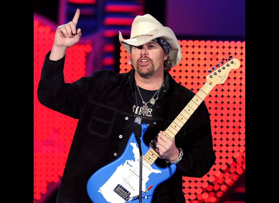 When the country singer recently dropped by "CMT Insider" and was asked about gay marriage, Keith said <a href="http://www.huffingtonpost.com/2011/10/01/toby-keith-weighs-in-on-g_n_990404.html" target="_hplink">he didn't doesn't see any reason</a> to get into people's personal lives.     When asked about the repeal of "don't ask, don't tell," he offered that anyone with the training and passion should have the right to defend the country and added, "Somebody's sexual preference is, like, who cares?"