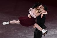 <p>Italy’s Anna Cappellini and Italy’s Luca Lanotte perform during the figure skating gala event during the Pyeongchang 2018 Winter Olympic Games at the Gangneung Oval in Gangneung on February 25, 2018. / AFP PHOTO / ARIS MESSINIS (Photo credit should read ARIS MESSINIS/AFP/Getty Images) </p>