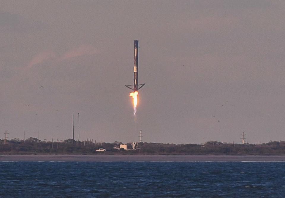 USSF-124 booster landing at Cape Canaveral Space Force Station after the 5:30 p.m. launch.