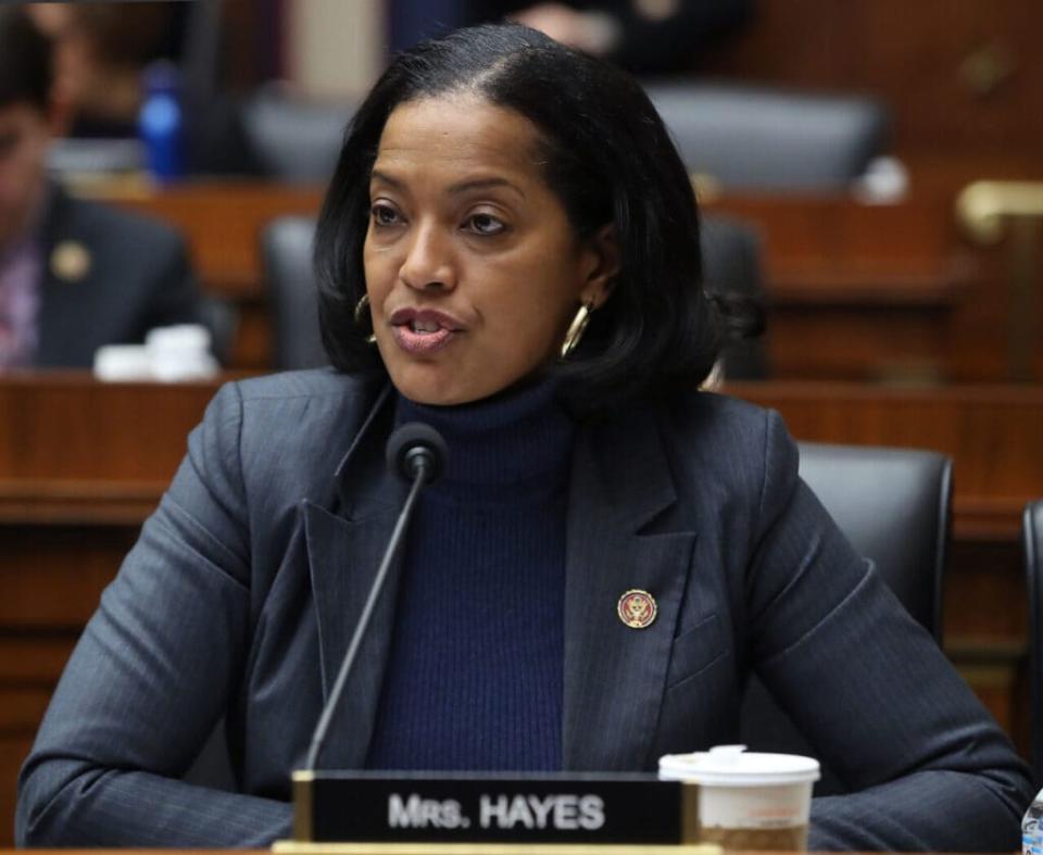 Rep. Jahana Hayes (D-CT) participates in a House Education and Labor Committee Markup on the H.R. 582 Raise The Wage Act, in the Rayburn House Office Building on March 6, 2019 in Washington, DC. (Photo by Mark Wilson/Getty Images)
