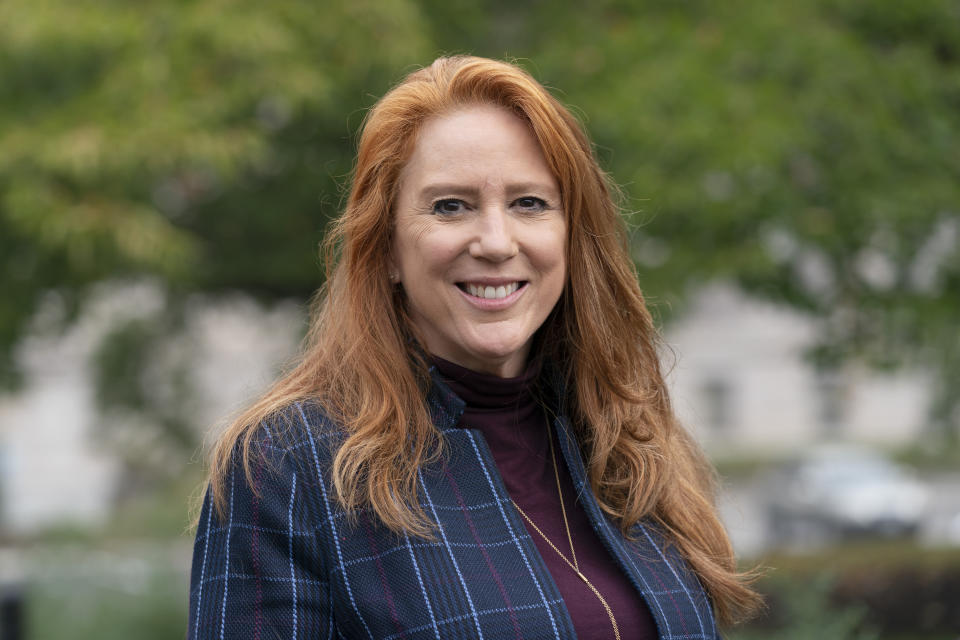 Kim Wyman, Washington state's Secretary of State, poses for a photo on Sept. 15, 2020, in Olympia, Wash. Wyman, a Republican, is facing a challenge in the upcoming election from Democratic state Rep. Gael Tarleton of Seattle, who is leaving the Legislature in December after serving four terms. (Ted S. Warren/AP Photo)