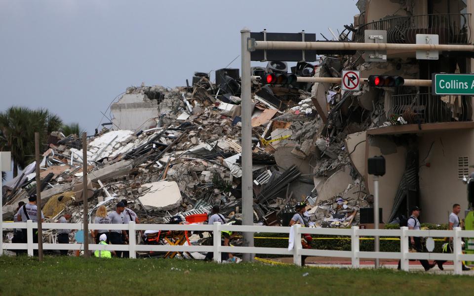 Rubble seen from the ground level (Getty Images)