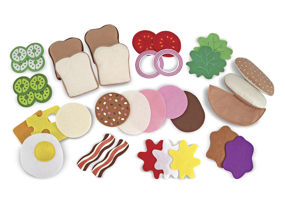 This product image released by Melissa & Doug shows the Melissa & Doug Felt Play Food Sandwich Set. (Melissa & Doug via AP)