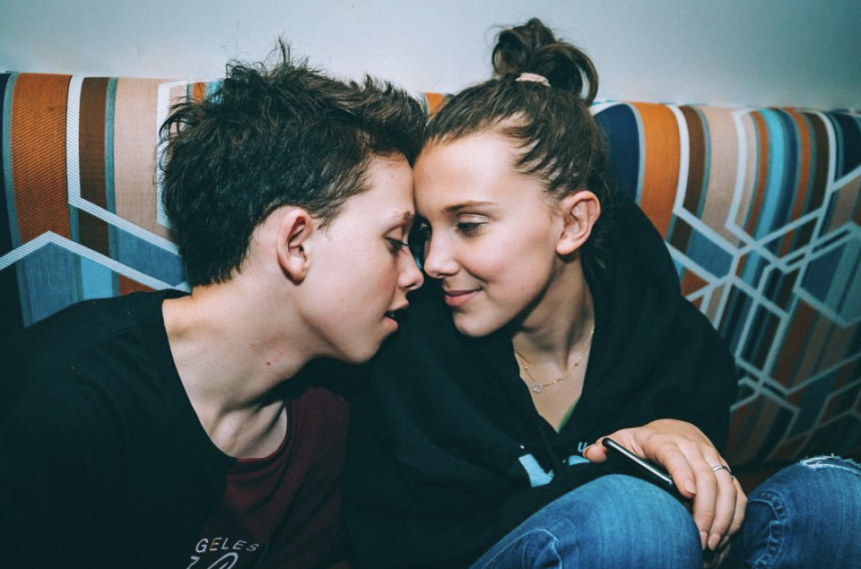 <p>Young love! “Happy Valentine’s day J,” the <em>Stranger Things</em> star captioned this adorable shot, confirming her teen romance with pop singer Jacob Sartorius. (Photo: <a rel="nofollow noopener" href="https://www.instagram.com/p/BfMCSBnAmAM/?taken-by=milliebobbybrown" target="_blank" data-ylk="slk:Millie Bobby Brown via Instagram;elm:context_link;itc:0;sec:content-canvas" class="link ">Millie Bobby Brown via Instagram</a>)<br><br></p>