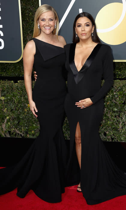 Eva Longoria's baby bump makes red carpet debut at Golden Globes