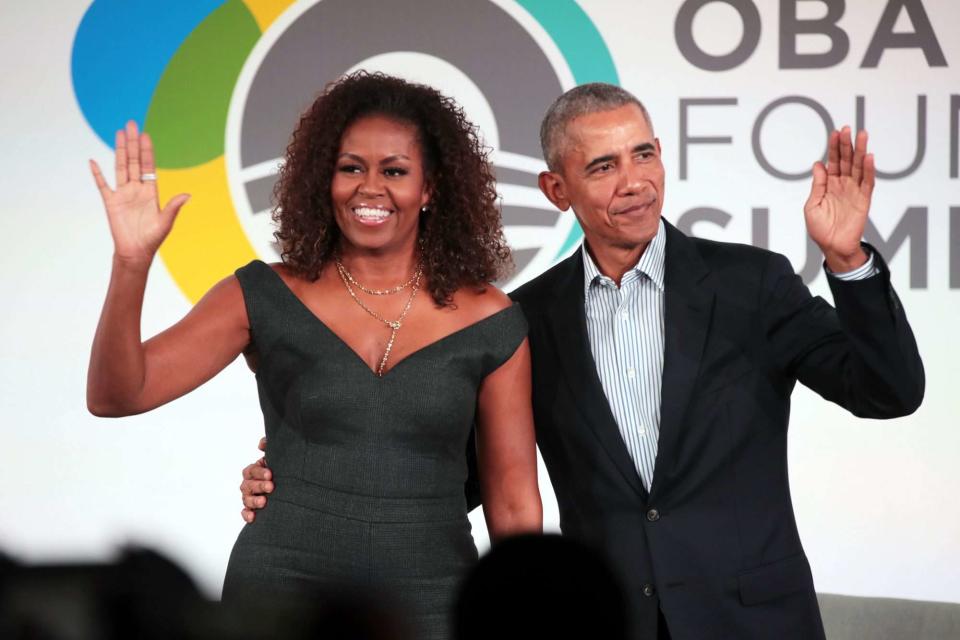 Scott Olson/Getty From left: Michelle and Barack Obama in 2019