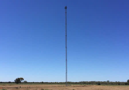 A supplied image showing the 53-metre internet tower that grains and livestock farmer Andrew Sevil built on his remote property of 'Whyenbah', located near the township of St George in Queensland, Australia, April 11, 2017. Andrew Sevil/Handout via REUTERS