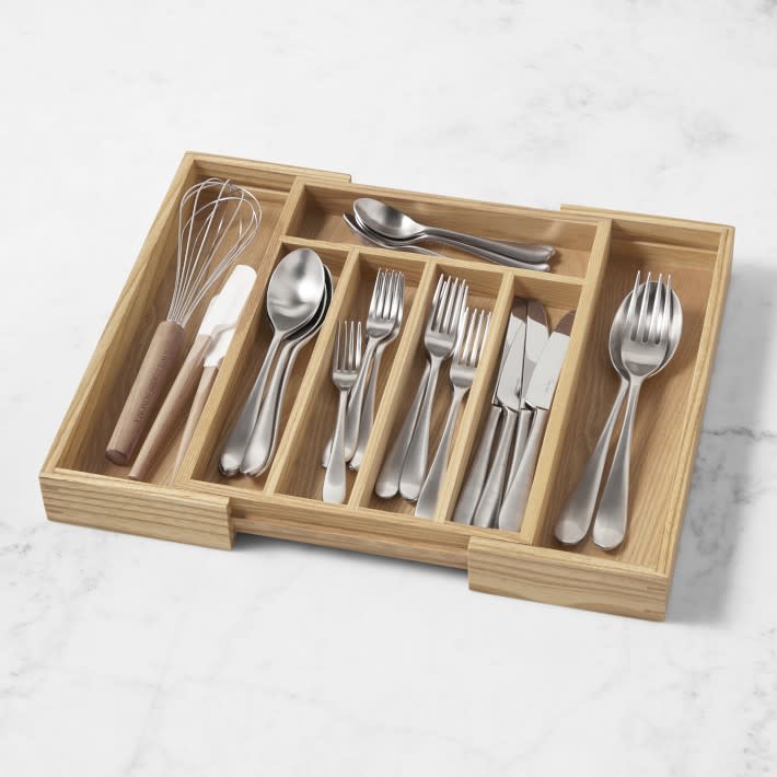 <p><a href="https://go.redirectingat.com?id=74968X1596630&url=https%3A%2F%2Fwww.williams-sonoma.com%2Fproducts%2Fhold-everything-expandable-in-drawer-ashwood-organizer&sref=https%3A%2F%2Fwww.housebeautiful.com%2Flifestyle%2Forganizing-tips%2Fg43793624%2Fkitchen-drawer-organization-ideas%2F" rel="nofollow noopener" target="_blank" data-ylk="slk:Shop Now;elm:context_link;itc:0;sec:content-canvas" class="link rapid-noclick-resp">Shop Now</a></p><p>Hold Everything Expandable In-Drawer Flatware Organizer</p><p>$84.95</p><p>williams-sonoma.com</p><span class="copyright">Williams Sonoma</span>