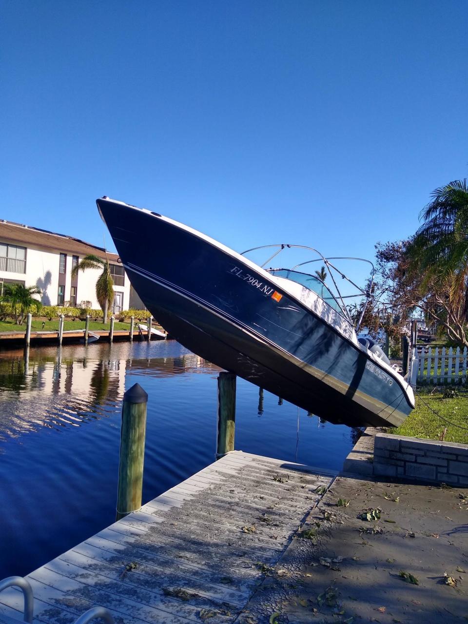 A boat resting on a pole