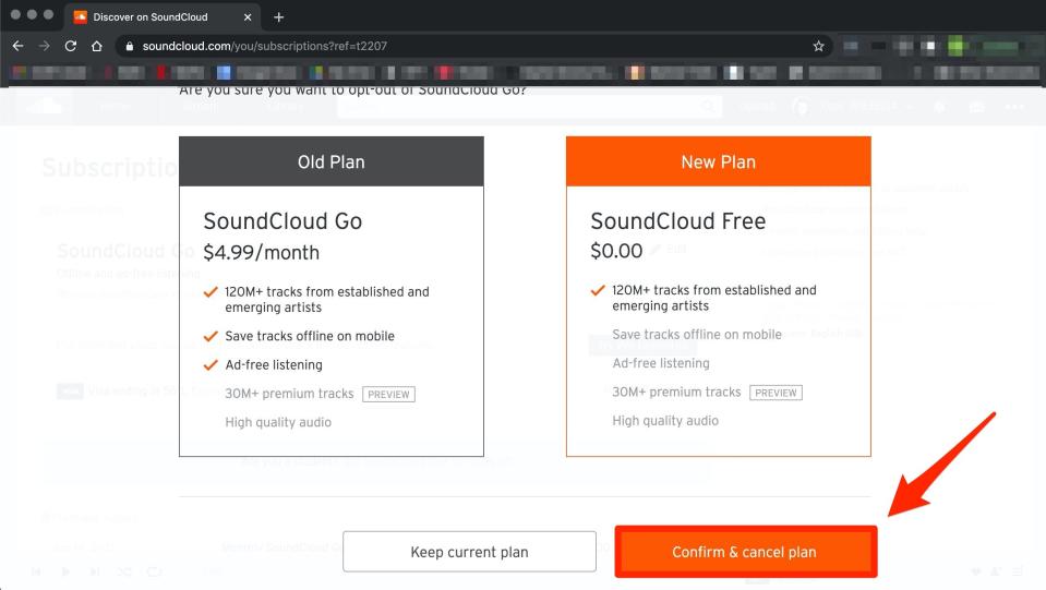 Cancel SoundCloud Go 4