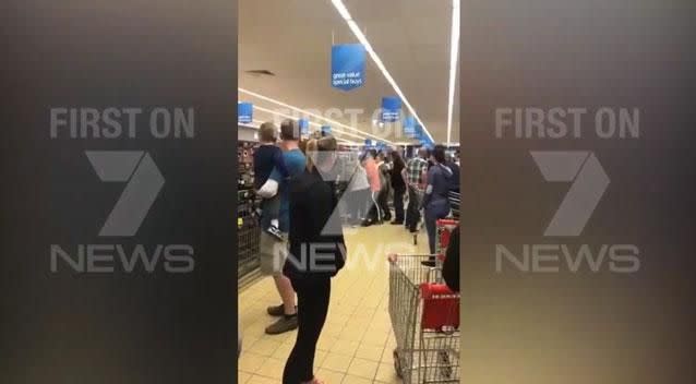 A shopper has captured the shocking moment two families brawled over an Aldi outdoor furniture sale. Photo: Supplied