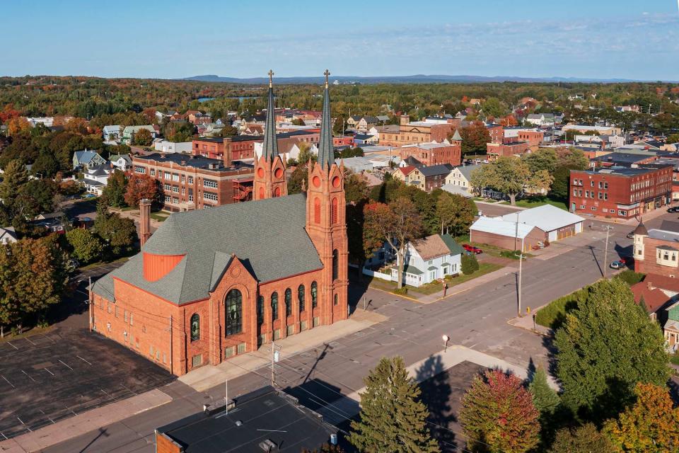 Aerial View of the City of Calumet, Michigan