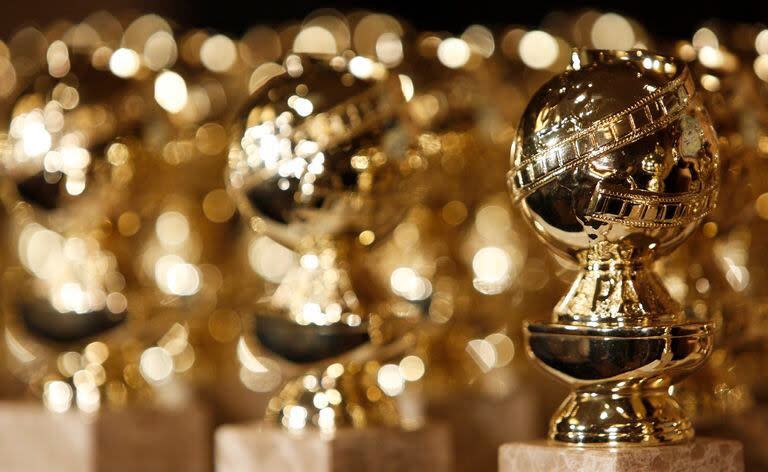 ARCHIVO – Estatuillas de los Globos de Oro durante una conferencia de prensa en el Hotel Beverly Hilton en Beverly Hills, California el 6 de enero de 2009. La 80a entrega anual de los Globos de Oro se realizará el 10 de enero de 2023 (Foto AP/Matt Sayles, archivo)