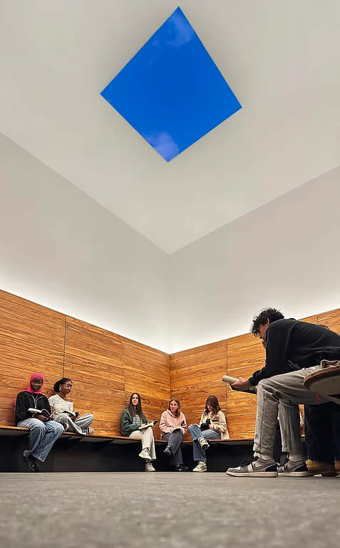 Kids at Friends Seminary hang out in the school’s Skyspace. Friends Seminary