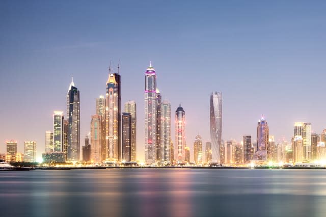 Surreal Dubai marina skyline