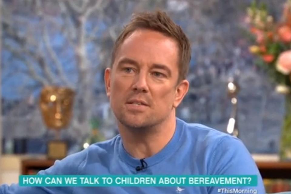 Grief: Simon Thomas opened up about how he helps his son deal with bereavement (ITV / This Morning)