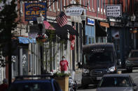 This Thursday, May 28, 2020 photo shows Main Street in Rockland, Maine. The city had proposed shutting down Main Street for the entire month of June to cater to shoppers and diners but concerns from business owners caused officials to scale back the plan. The new plan calls for shutting down the street on just the last two weekends in June. (AP Photo/Robert F. Bukaty)