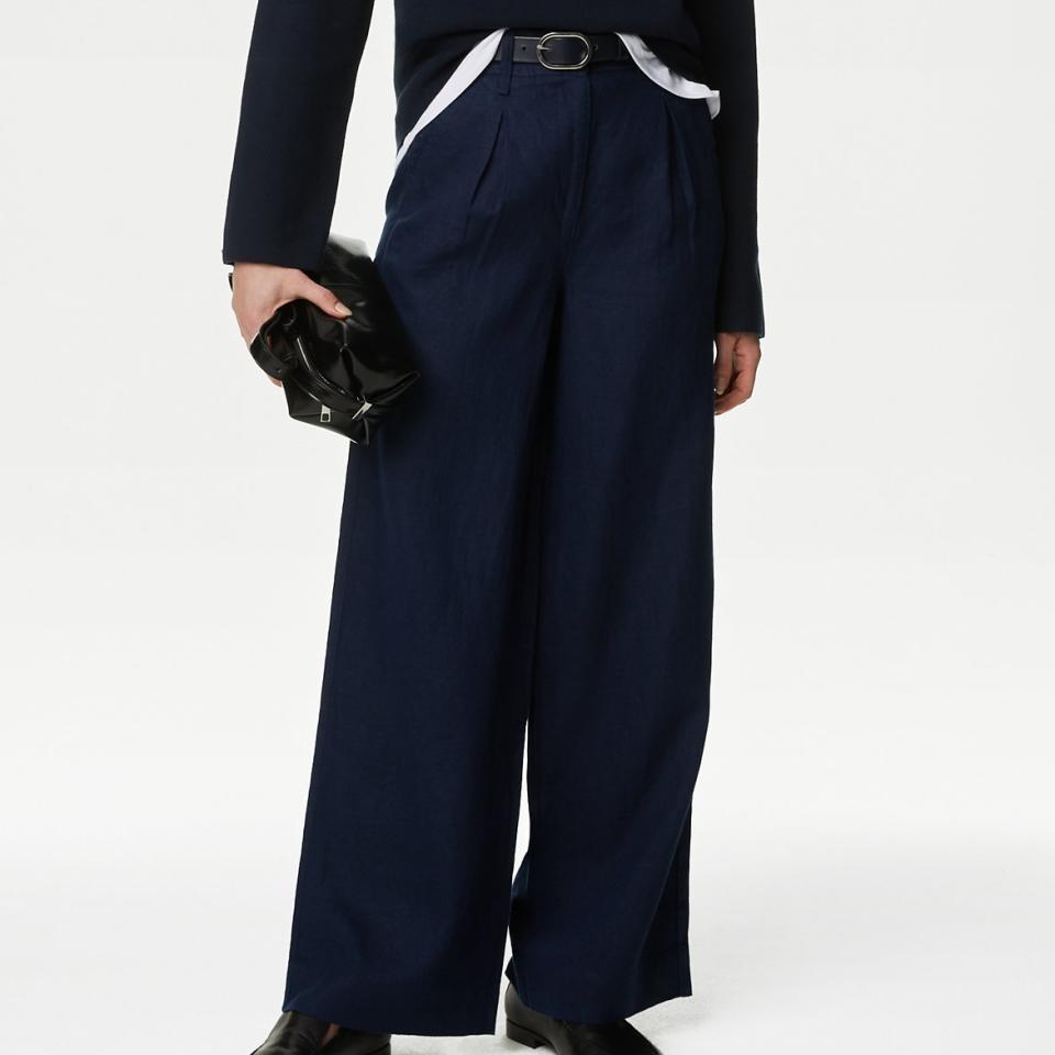 M&S Pure Linen Wide Leg Trousers