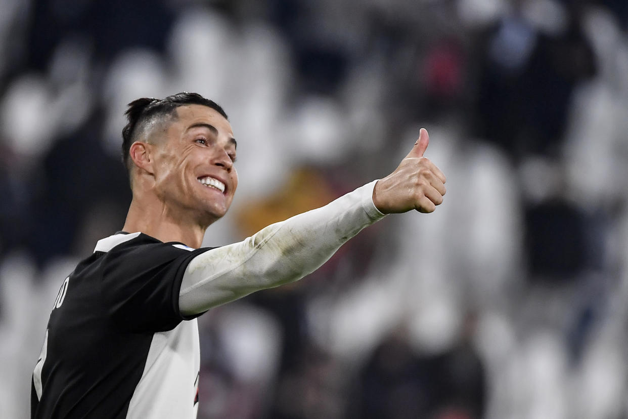 Juventus' Cristiano Ronaldo celebrated his 200 million followers with a "thank you" video. (Marco Alpozzi/LaPresse via AP)