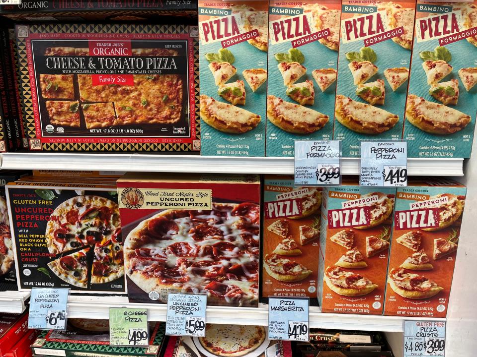 Frozen pizza section at Trader Joe's 