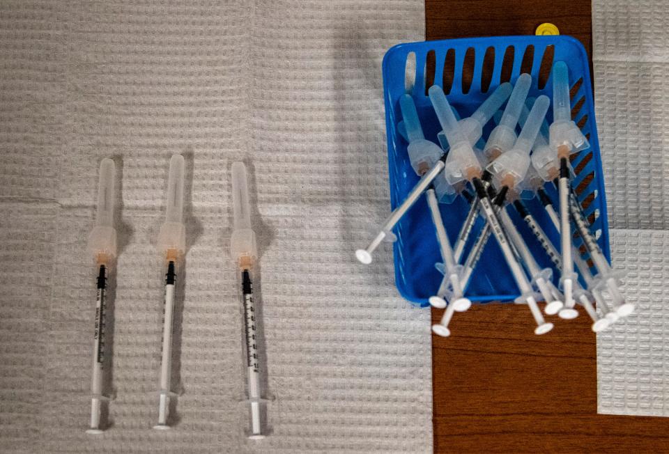 Doses of the monkeypox vaccine are seen ready for patients during a clinic at DAP Health in Palm Springs, Calif., Saturday, Sept. 10, 2022. 